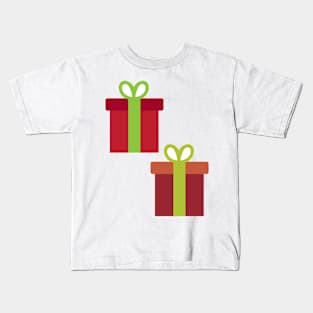 Modern Christmas Present Gift Box Simple Red & Green Kids T-Shirt